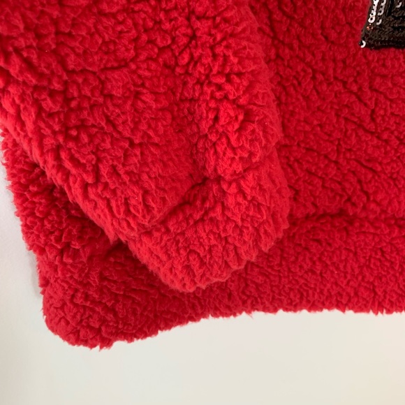 Miss Chievous Christmas Sequin Sherpa Sweater Red - Picture 6 of 8